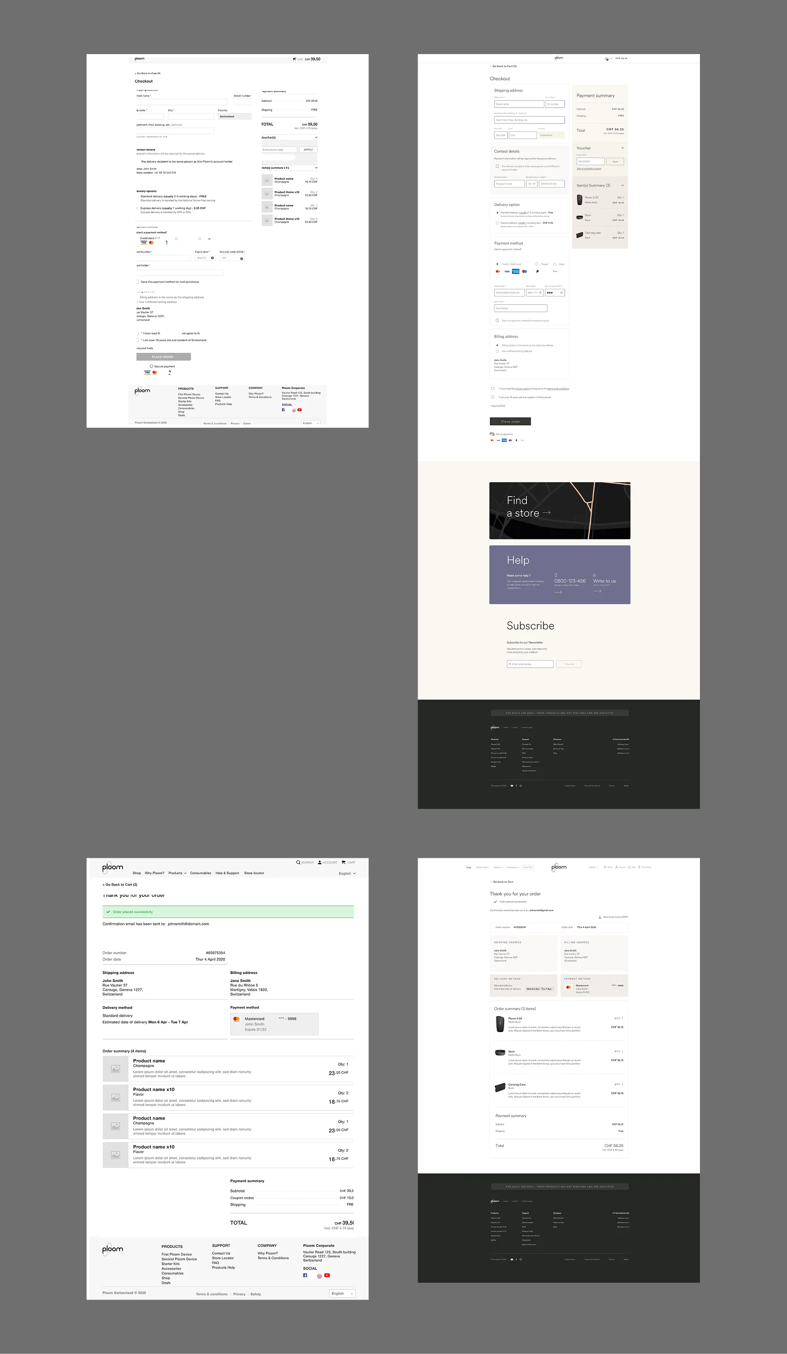 Checkout — all steps and order confirmation