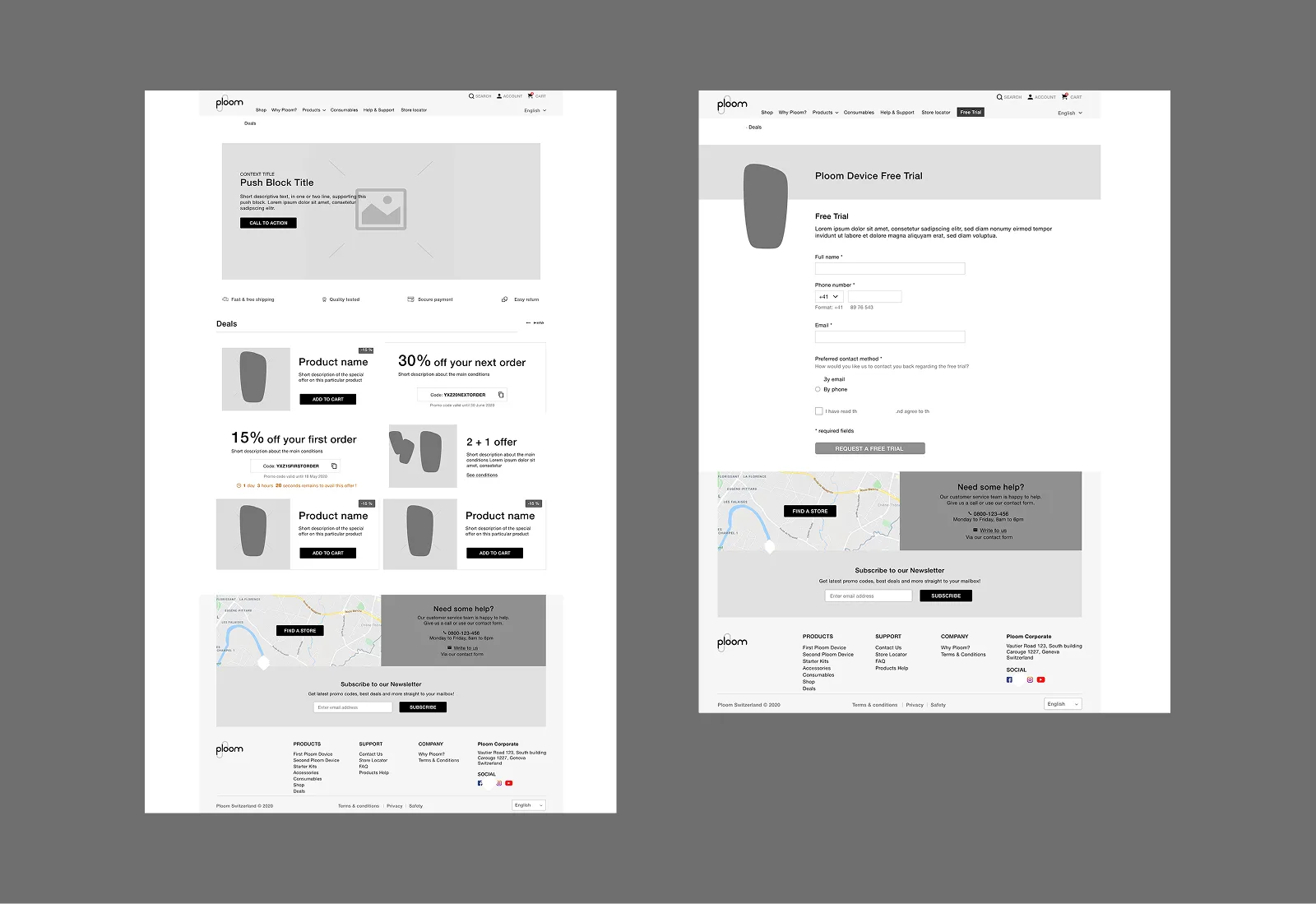 Deals page and free trial form
