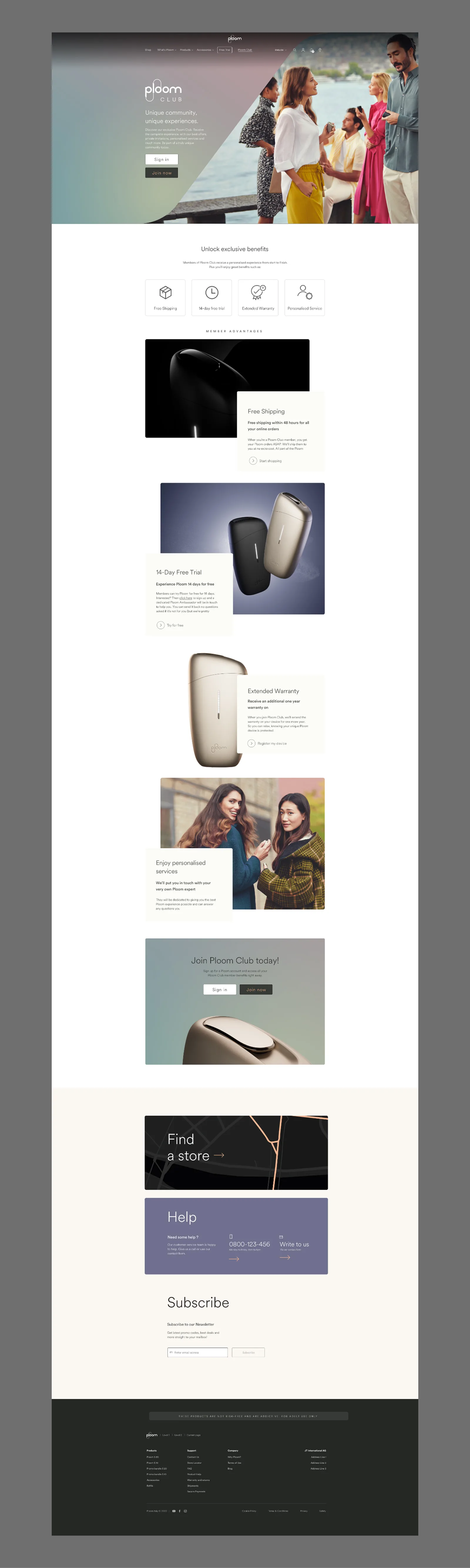Ploom Club landing page