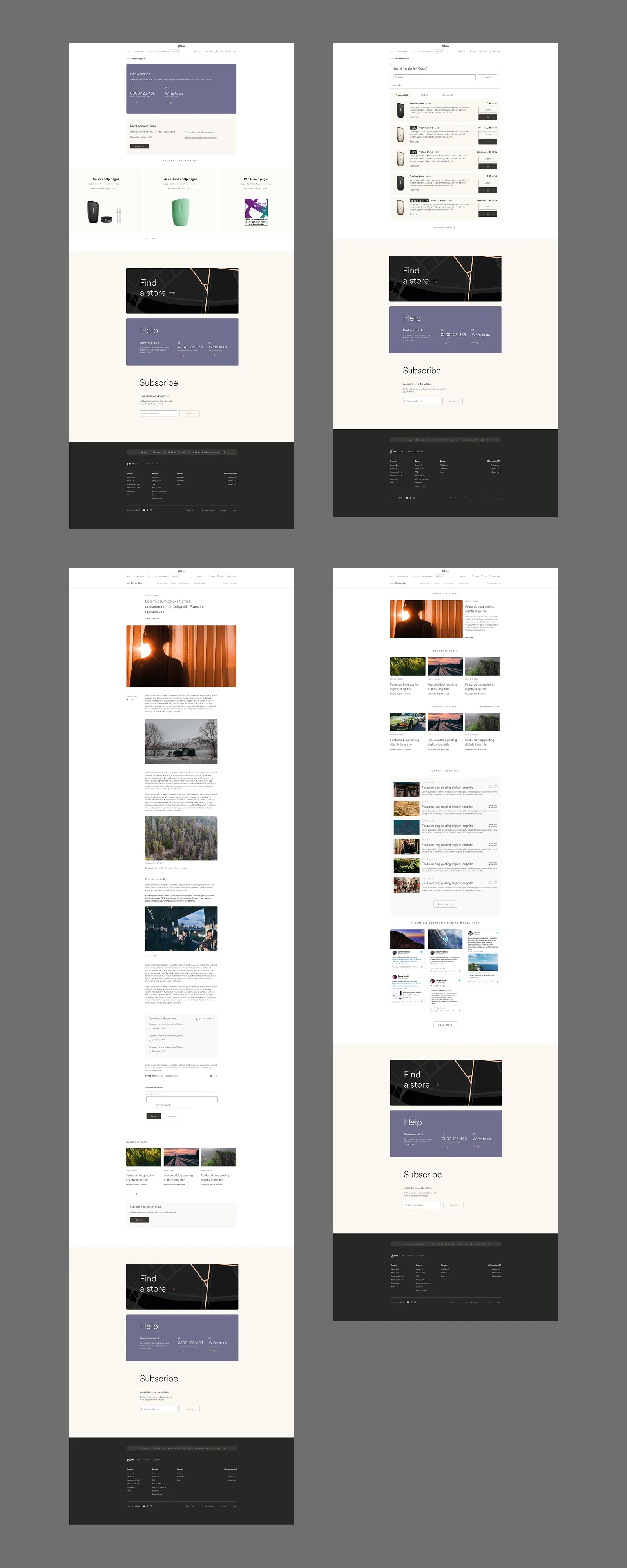Blog, search results, and help & support